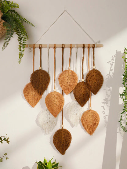 TAPIZ DE MACRAMÉ HOJA