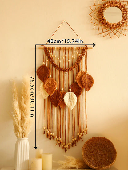 TAPIZ DE MACRAMÉ HOJA