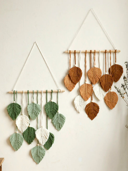TAPIZ DE MACRAMÉ HOJA